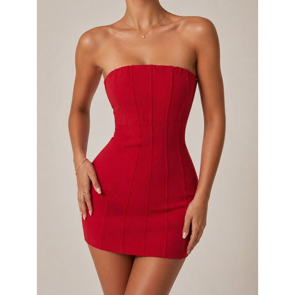 Hello Molly Red Strapless Mini Dress Size S 4 NWT Bodycon Corset Cocktail Party